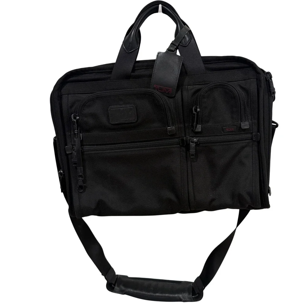 Tumi Alpha Black Ballistic Nylon Briefcase Messenger Laptop Bag With Strap